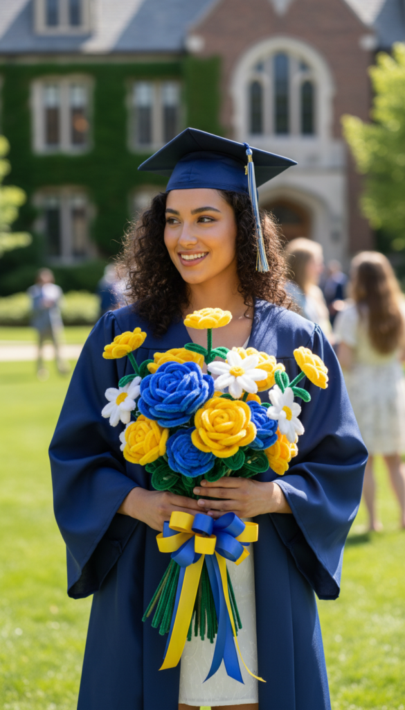 Colorful pipe cleaner flowers bouquet arranged in a vase