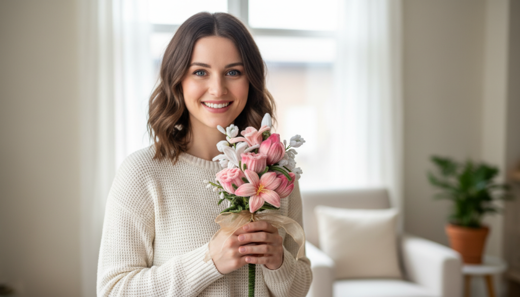Colorful pipe cleaner flower bouquet arranged in a vase