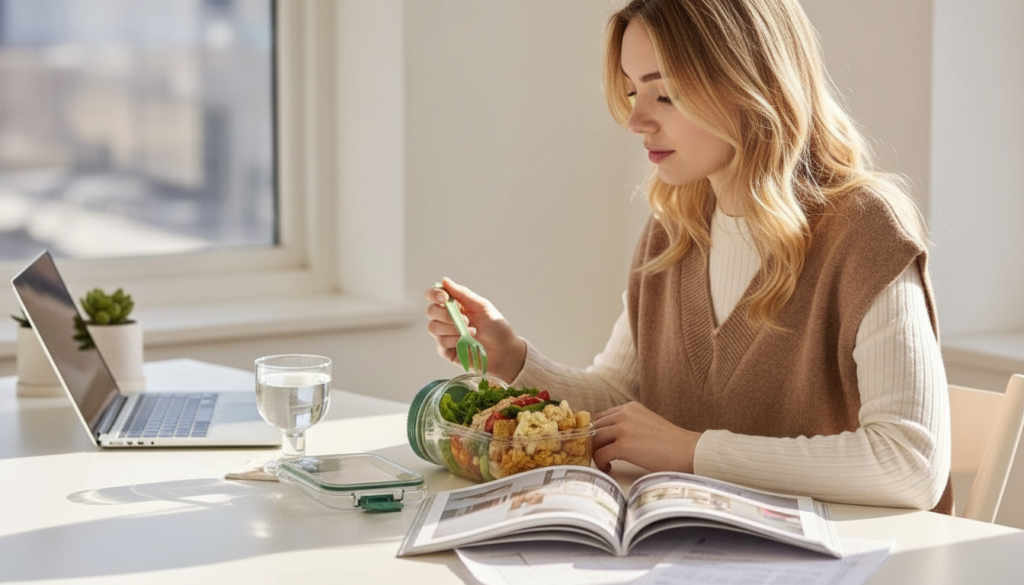 Salad pod mason jar with layered salad for healthy lunch meal prep
