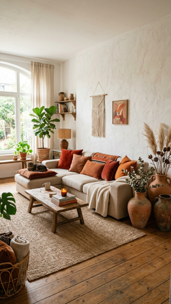 Neutral color palette with bold accent colors — modern home decor ideas