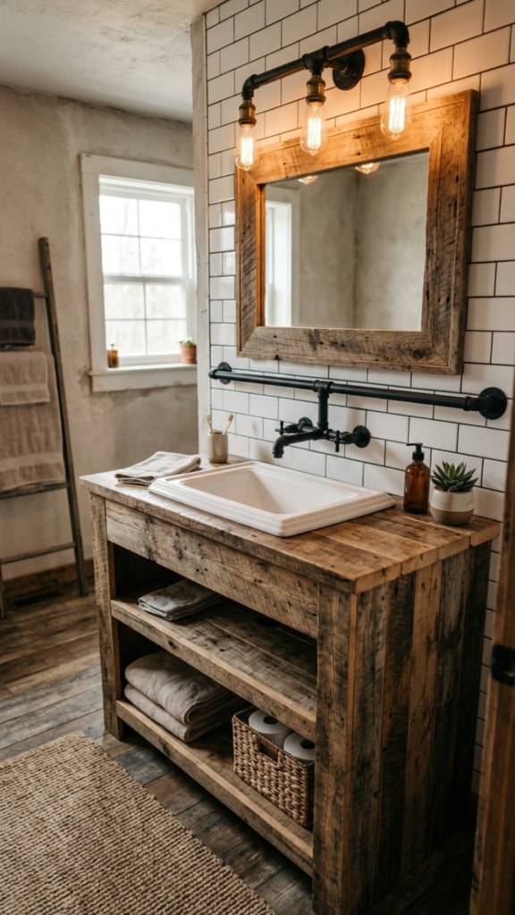 DIY pallet wood rustic bathroom vanity idea on a budget