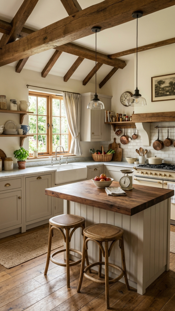 Neutral farmhouse kitchen color palette on a budget.