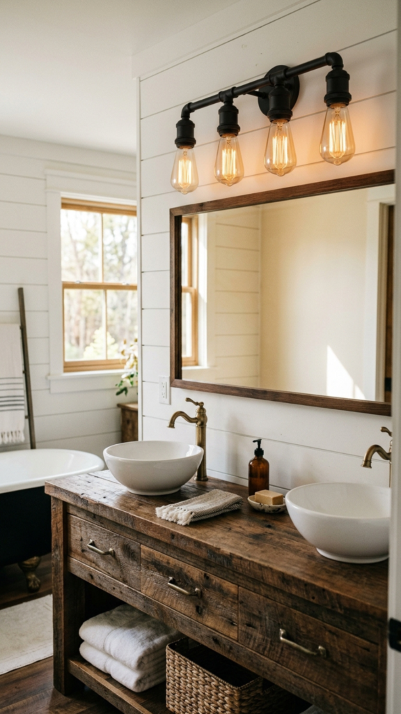 vintage farmhouse bathroom lighting ideas
