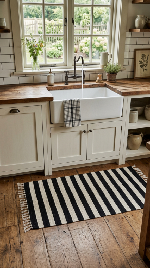 DIY open shelving farmhouse kitchen decor idea on a budget.