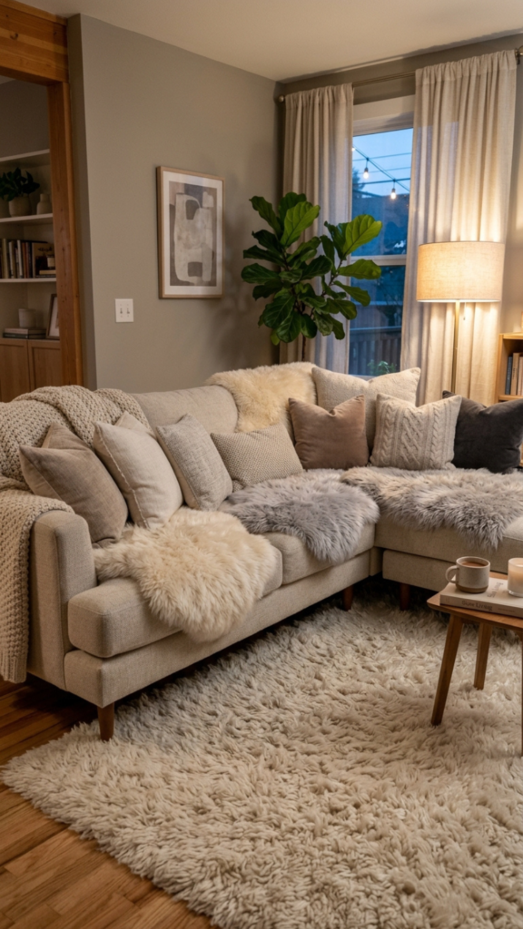 Houseplants as modern home decor in living room