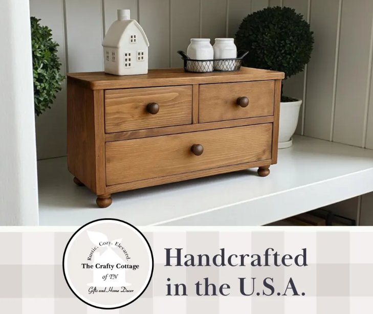 Countertop Cabinet – Tea Box, Coffee Pod, Mini Dresser Modern Farmhouse Decor Primitive Kitchen Organizer, Spice Storage, Clearance Rustic
