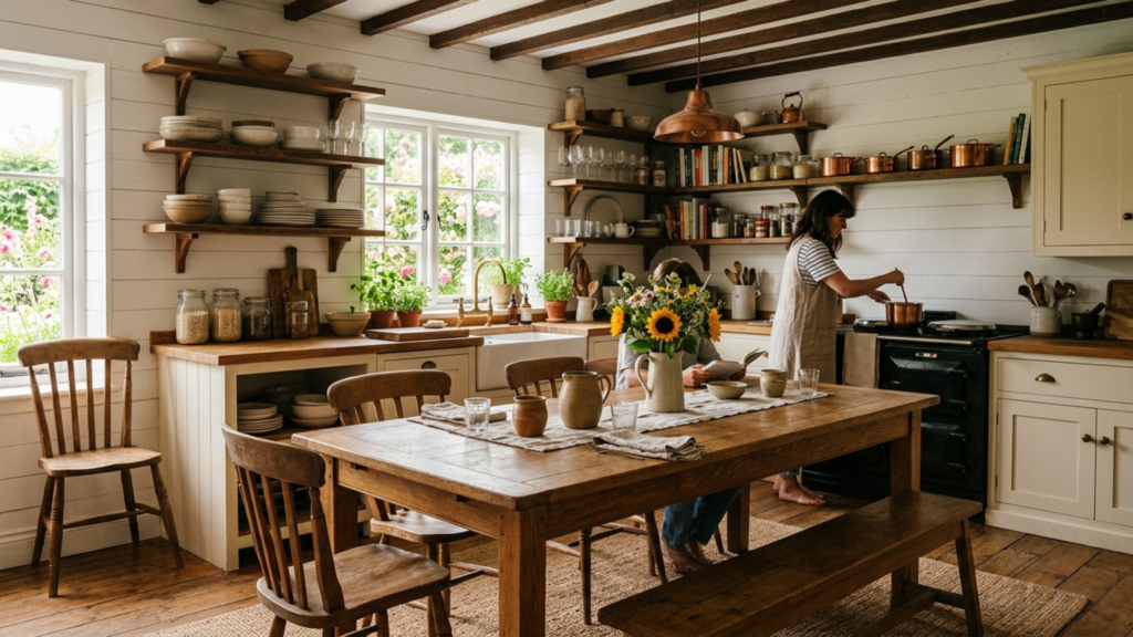 Farmhouse Kitchen Decor Ideas on a Budget – rustic kitchen interior.