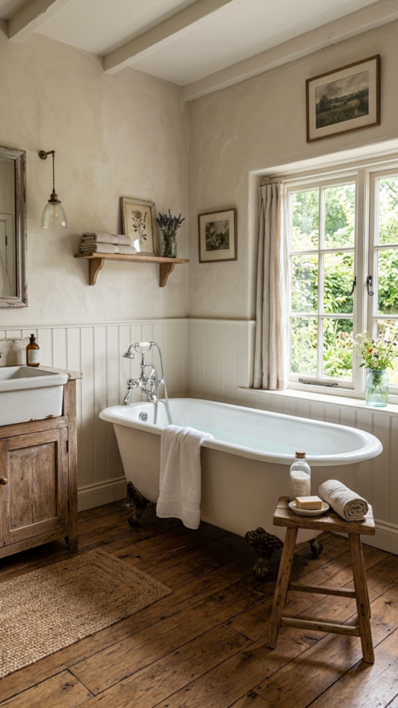 clawfoot bathtub farmhouse bathroom decor idea