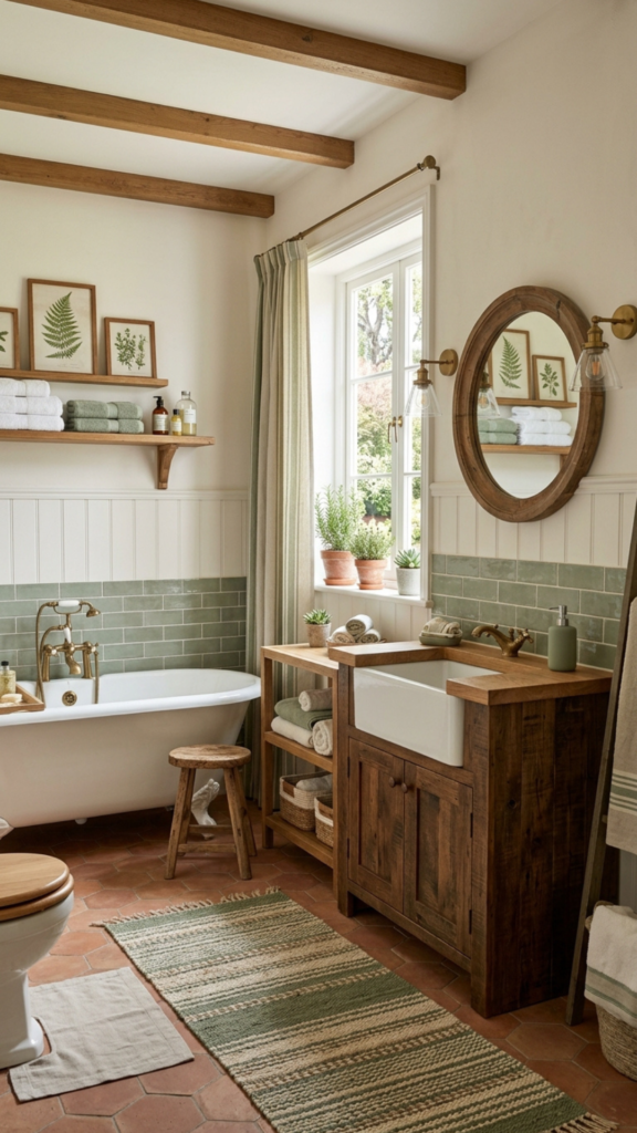 neutral color palette farmhouse bathroom decor